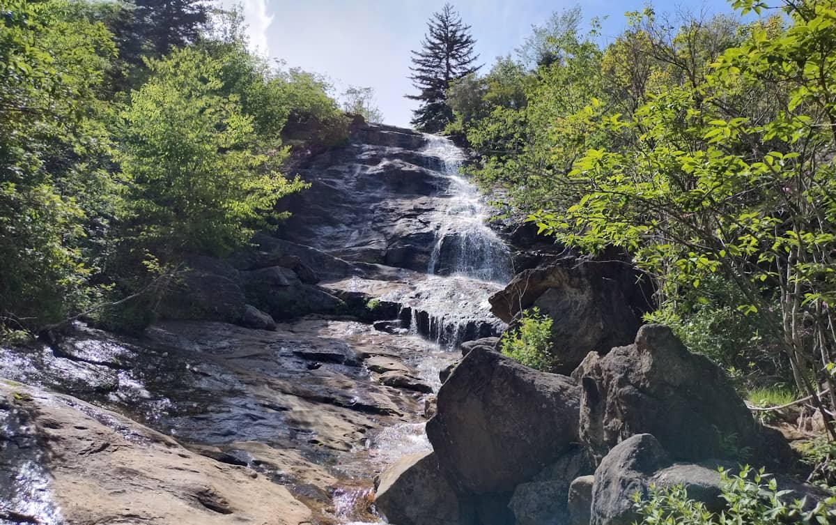 Hiking up the falls.
